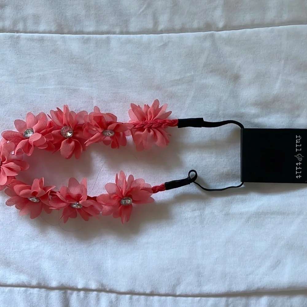 Full Tilt Women’s Pink Daisy Headband with Silver Rhinestones